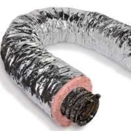 MASTER FLOW Master Flow F6IFD8X300 Insulated Flexible Duct, 8 in, Fiberglass, Silver F6IFD8X300